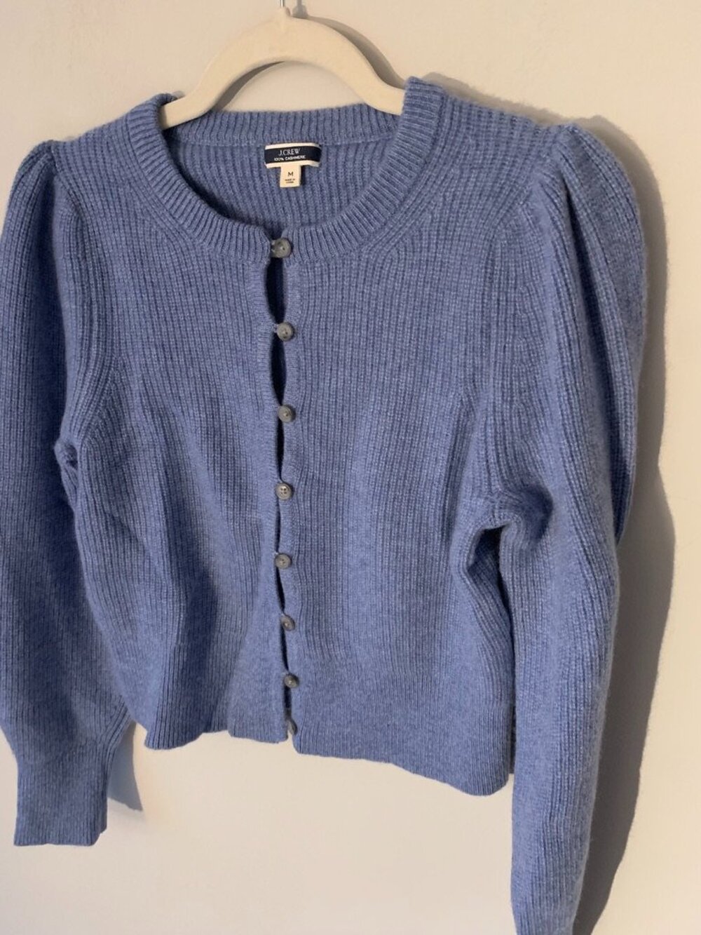 JCrew Cashmere puff-sleeve cardigan sweater - Picture 3 of 5